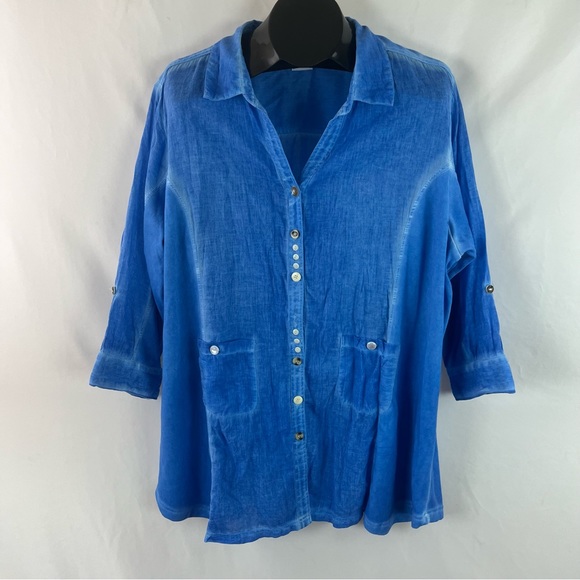 Parsley and Sage Button Up 3/4 Sleeve Blouse - Picture 10 of 10